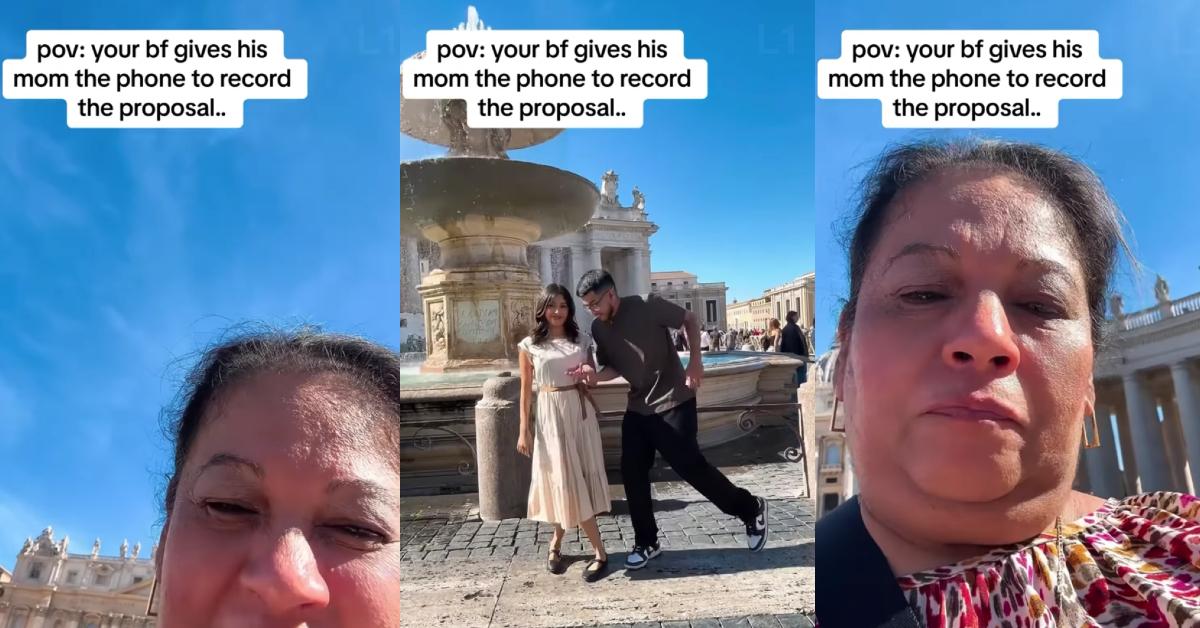 Mutter, die den Heiratsantrag ihres Sohnes aufzeichnet, wechselt versehentlich in den Selfie-Modus