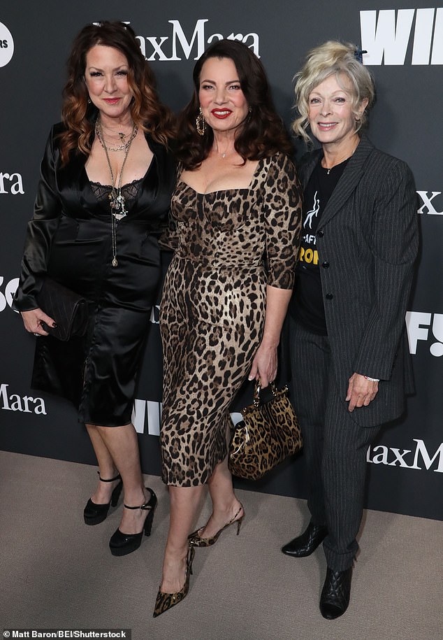 She was joined by Joely Fisher, 56, who sizzled in a black dress, and Frances Fisher, 71, who sported a striped suit