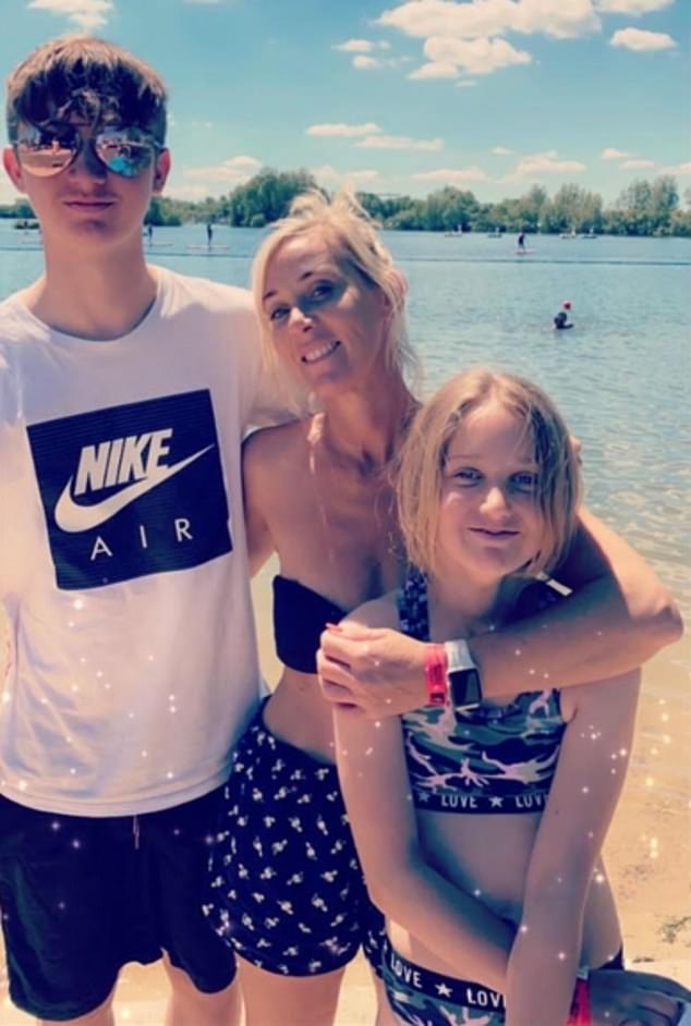 Ms Sword (pictured with son Coen, 18, and daugher Cadie, 13) added: 'It's not worth your life. It's not worth your life at all. It's not worth leaving the people who love you the most and who don't care about how you look and how skinny you are. They love you inside and out'