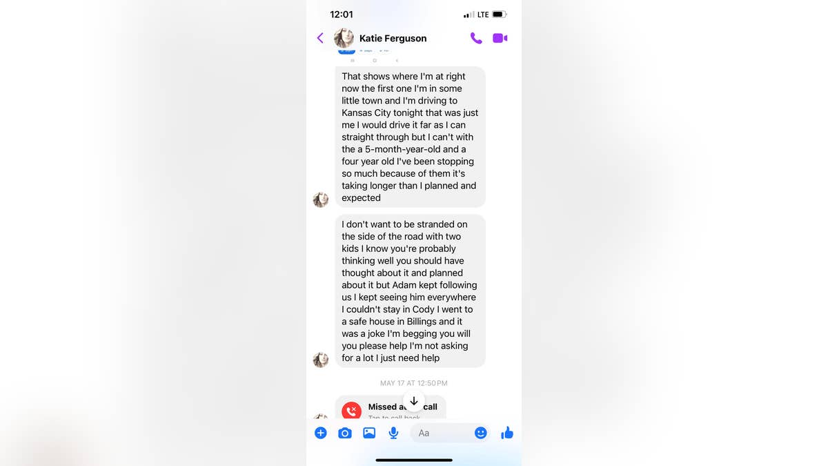Eine Nachricht von Katie Ferguson an ihre Stiefmutter vom 17. Mai