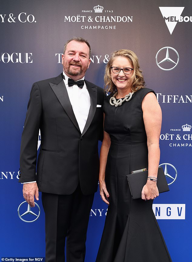 Victorian Premier Jacinta Allan brought along her husband Yorick Piper, and was looking chic in her black, fitted gown accessorised with a statement necklace. Both pictured