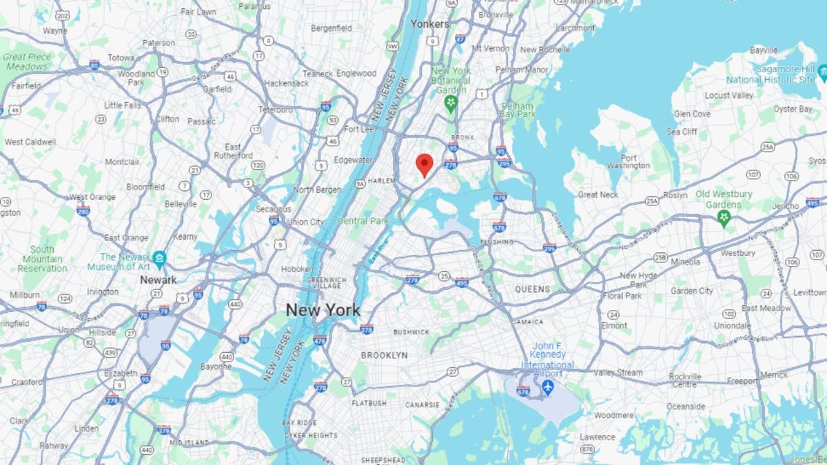 Ein Google Maps-Bild, das zeigt, wo sich der Vorfall in der Bronx ereignete