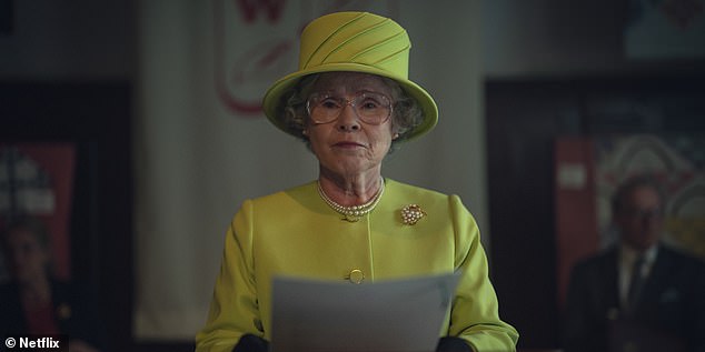 The story arch of the late Queen continues as she is forced to examine what is best for the future of the monarchy (Pictured: Actress Imelda Staunton as the late Queen Elizabeth)