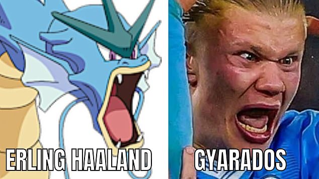 Ein anderer Internet-Kreativer verglich Haaland ebenfalls mit der Pokémon-Figur Gyrados