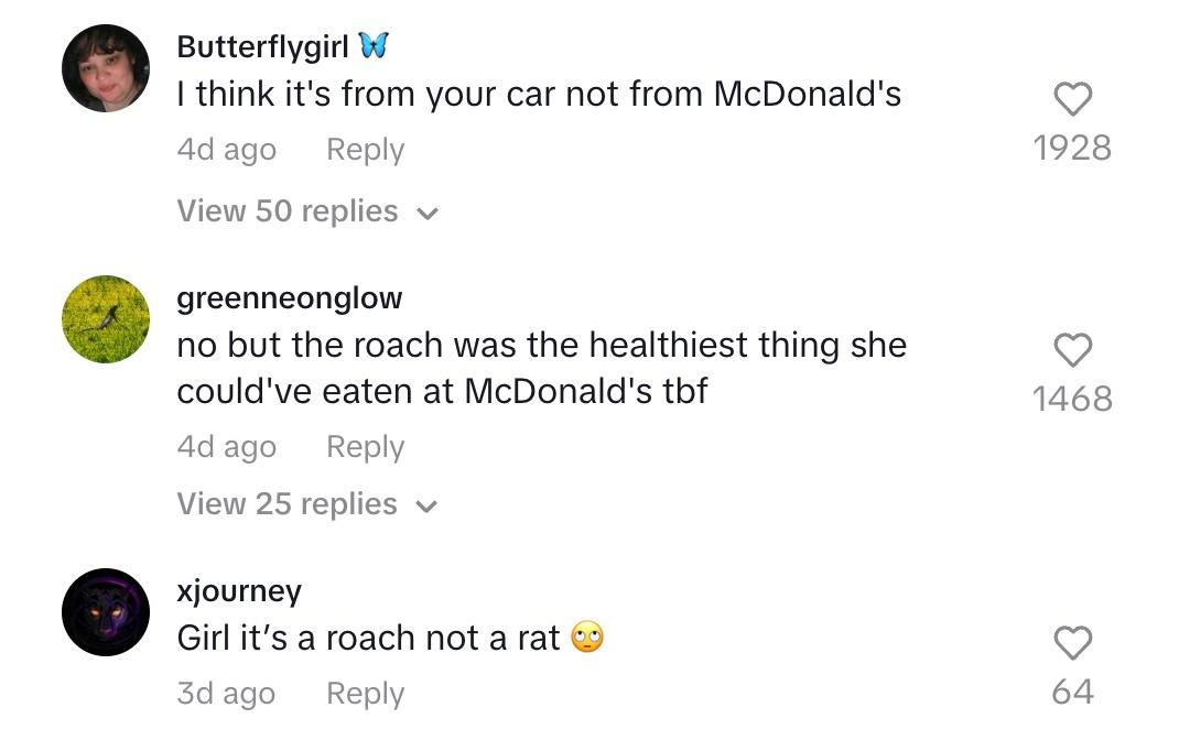 Tiktok kommentiert McDonalds Roach