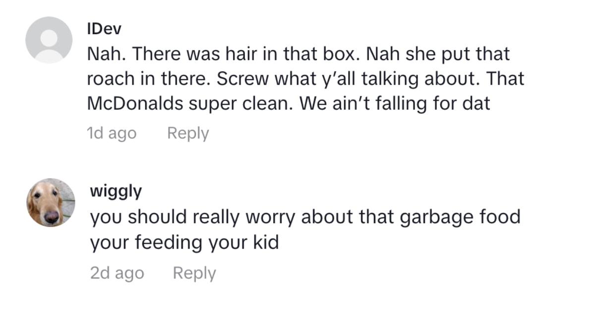 Tiktok-Kommentare: McDonalds Kakerlaken-Mutter hat überreagiert