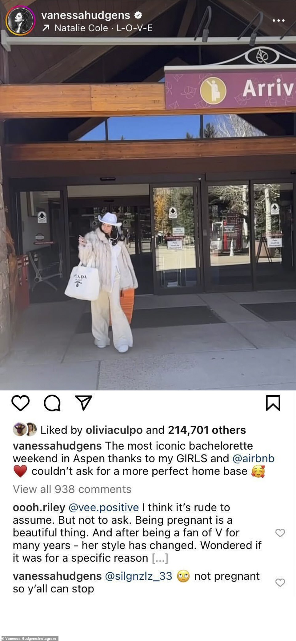 Bereits im Oktober hatte Vanessa den Spekulationen über eine Schwangerschaft ein Ende gesetzt, nachdem Instagram-Follower sie gefragt hatten, ob sie schwanger sei