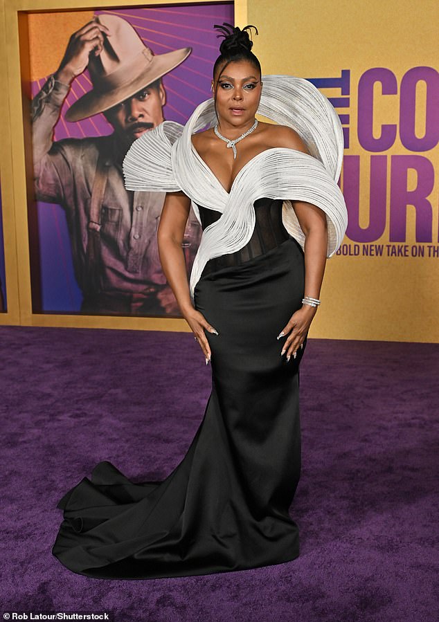 Taraji P. Henson wowed the crowd as she arrived in a black avant-garde gown with a dramatic 3D collar