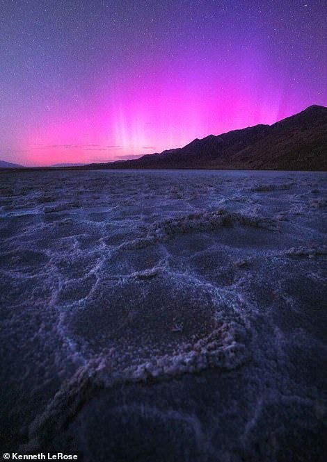 Photographer Kenneth LeRose took this image at the lowest altitude in the U.S - Badwater Basin in Death Valley National Park. It sits 282ft (86m) below sea level. Kenneth said: 'I couldn’t believe my eyes. This was my favorite shot taken from [a] memorable night'