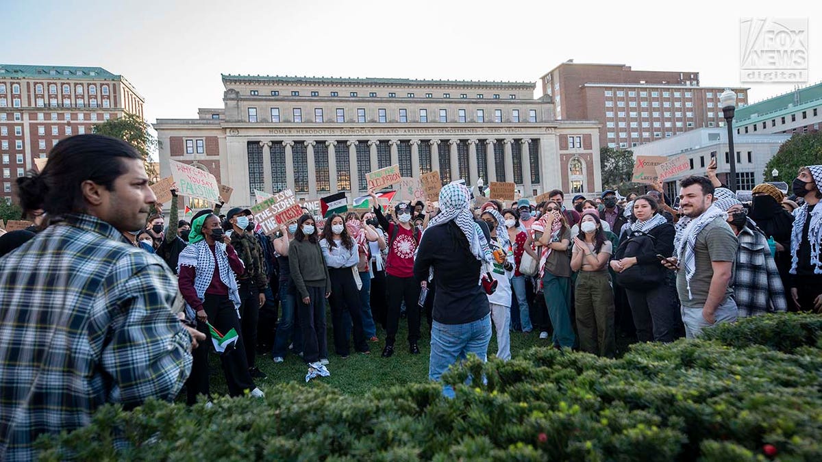 Pro-palästinensische Demonstranten nehmen an einer Protestaktion an der Columbia University teil