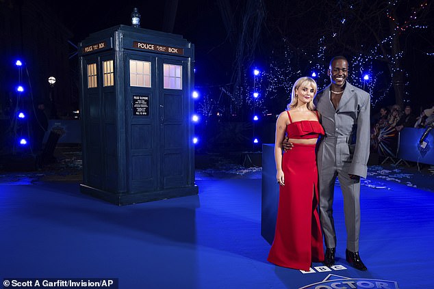 Mllie and Ncuti posed for pictures in front of the TARDIS at the London Eye ahead of the launch of the new series