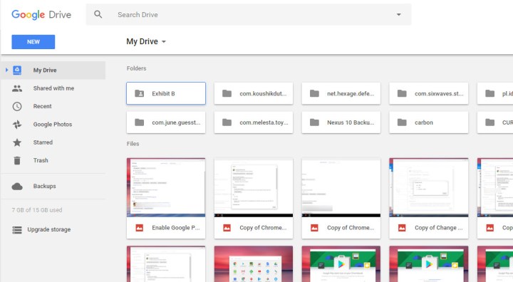 Screenshot der Hauptoberfläche von Google Drive.
