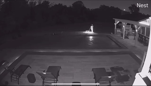 Das Video zeigt eine Frau, die mitten in der Nacht mit ihrem Hund im Hinterhof spazieren geht.  Die Umgebung schien still zu sein, bevor das kreischende Geräusch erklang und die Frau den Weg zurück zum Haus buchte