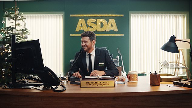 Lori noted that this is plain to see in this year's Christmas adverts - including Asda's cheerful commercial that includes Michael Bublé (pictured) as their leading man, Rick Astley featuring in Sainsbury's offering and Ryan Reynolds and Rob McElhenney in the M&S Food ad