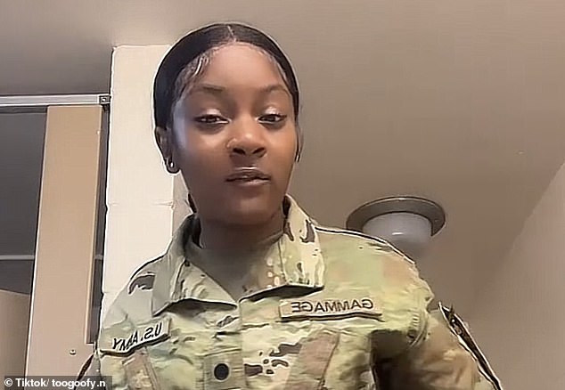 Die junge Rekrutin Gammage filmte sich selbst in ihrer Uniform mit einem deutlich erkennbaren Namensschild
