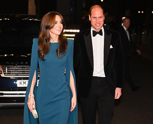 William and Kate entered the event with beaming smiles (pictured) before they settled into the balcony with the Swedish royals