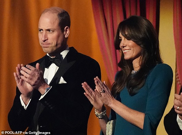 The Prince and Princess of Wales applaud during the Royal Variety Performance