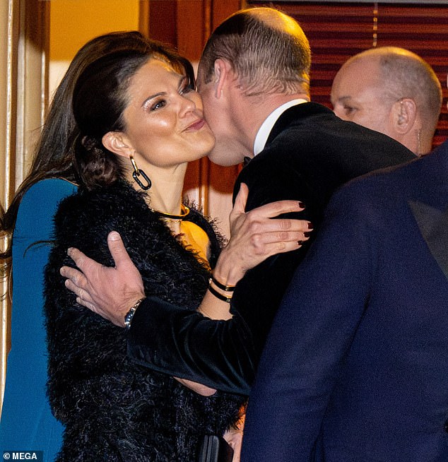 William says farewell to Princess Victoria of Sweden after watching the show together