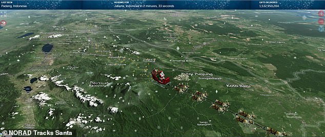 Der NORAD-Tracker zeigt den Standort des Weihnachtsmanns auf seiner Reise um die Welt an