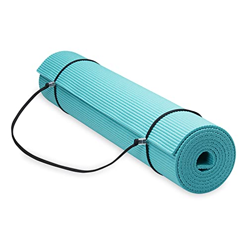 Gaiam Essentials Premium-Yogamatte mit Tragegurt, Blaugrün, 72 Zoll L x 24 Zoll B x 1/4 Zoll Dicke