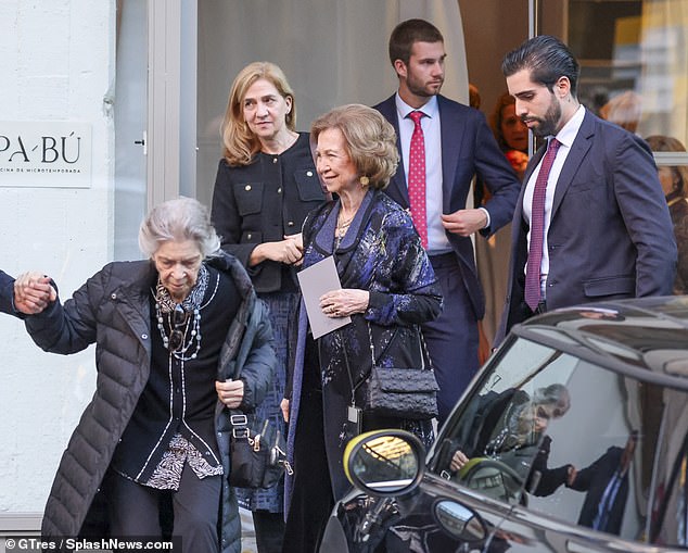 Sofia, Cristina and Irene were among the famous faces at today's 60th birthday gathering in Madrid