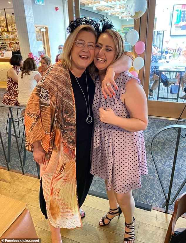 Photographs on social media reveal Ms Seed (right) celebrating Melbourne Cup Day in 2021 with her real estate workmates, who described her as a 'little diamond' and one of the 'happiest in our office'