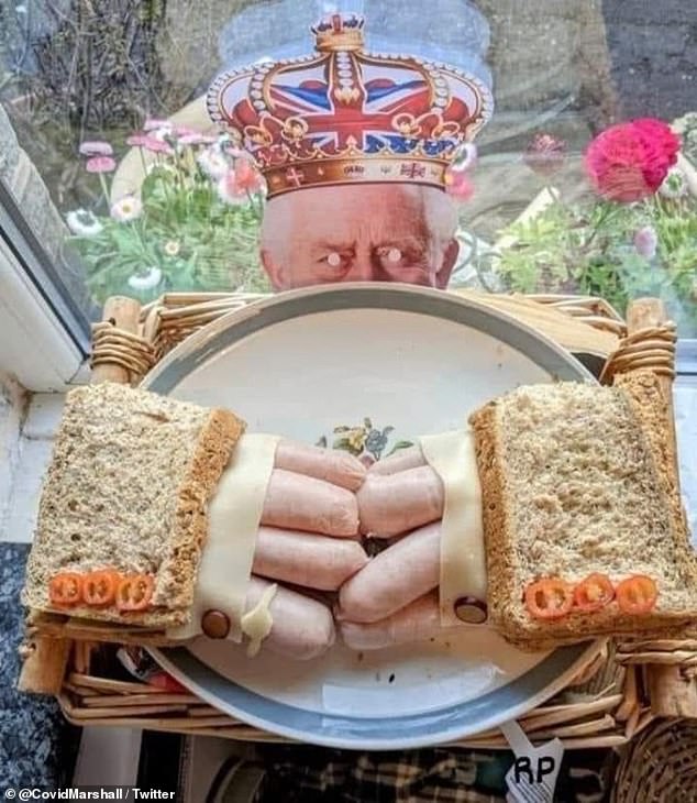 Royal fans have opted for sausage-finger sandwiches to celebrate the historic coronation of King Charles III on Saturday