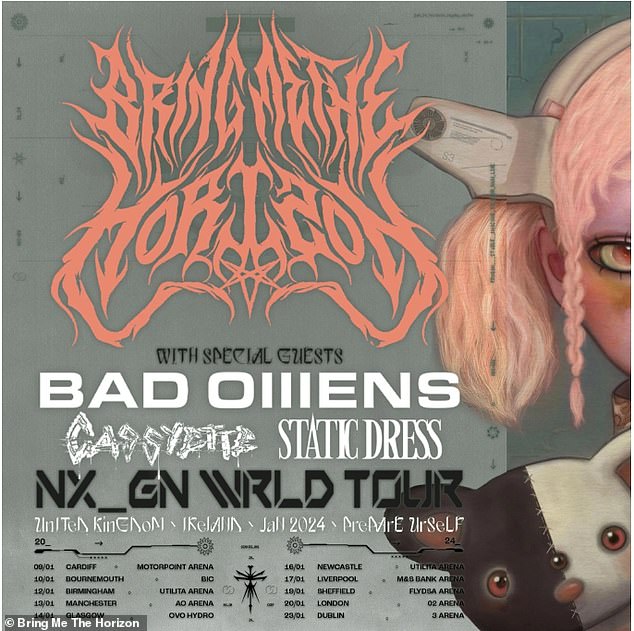 Die Nex Gen World Tour von Bring Me The Horizon mit den besonderen Gästen Bad Omens, Casseytte und Static Dress beginnt am 9. Januar in Cardiff