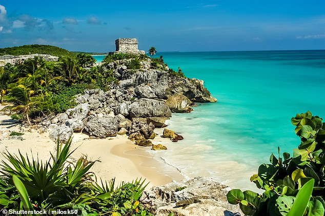Tulum is the perfect blend of 'culture and beauty', Lisa says. Pictured is The Temple of the Wind among the Mayan Ruins of Tulum