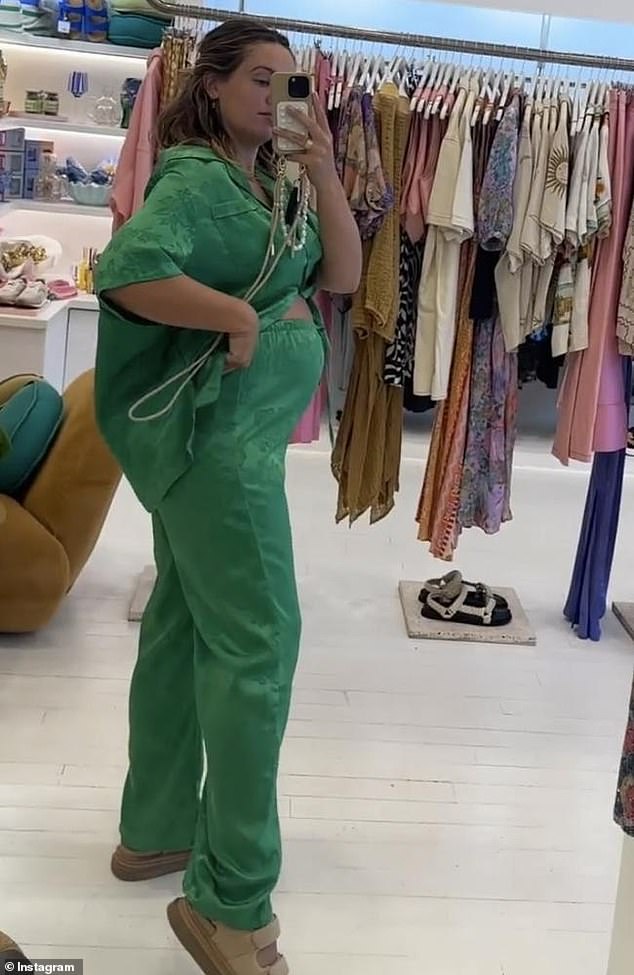 Earlier this month, Amie announced the happy news that she is expecting her third child by sharing a photo of herself trying on 'bump-friendly' outfits