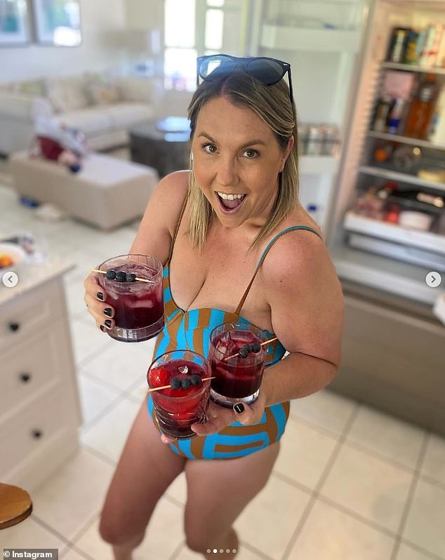 Most recently, Mel flaunted her idyllic new life on Instagram on Monday, sharing photos of herself enjoying a backyard pool party with her beau and a group of friends. One photo shows the mother-of-two posing in a plunging swimsuit holding a trio of fruity cocktails
