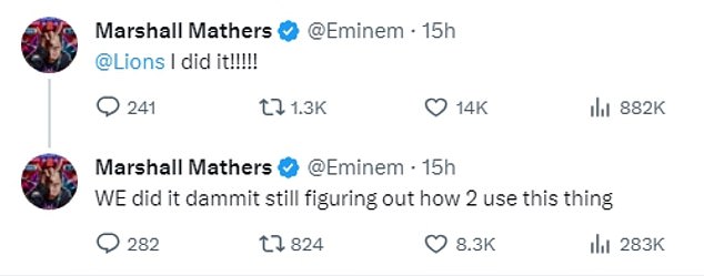 Eminem schien den Sieg zu würdigen, bevor er scherzte, dass er „herausfinde“, wie man Twitter nutzt