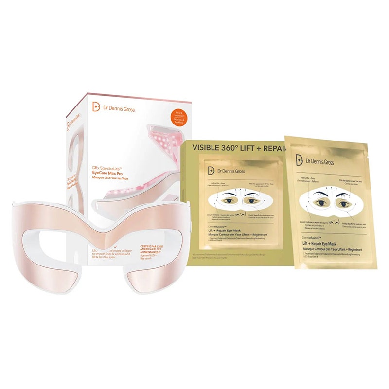 Das Dr. Dennis Gross Skincare The EyeCare Max Pro LED-Geräteset auf weißem Hintergrund
