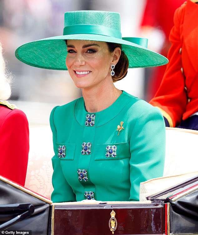 Kate glowed in the summer sunshine during the Trooping of the Colour where she finished off the Andrew Gn outfit with a bespoke Philip Treacy creation that was the the hat to end all hats