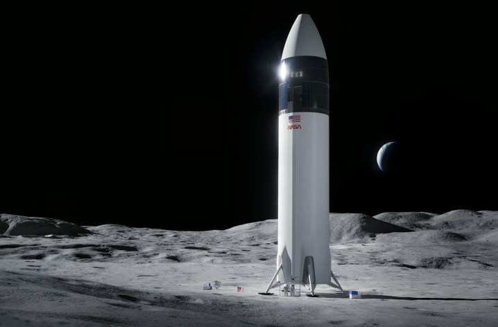 Wie das Raumschiff HLS von SpaceX auf dem Mond aussehen wird.