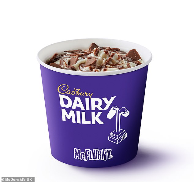 McDonald's hat außerdem sowohl den Cadbury Dairy Milk McFlurry (im Bild) als auch den Cadbury Caramel McFlurry neu auf den Markt gebracht