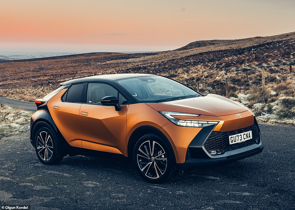 This is the angular new Toyota CH-R, which is arriving in UK showrooms in January 2024. It will originally come with conventional self-charging hybrid power, though a plug-in hybrid is due to follow later in the year