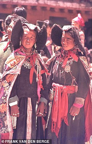 At the Hemis Gompa festival (above), Frank found that locals wore 'beautiful headdresses' and 'coats of yak skins'