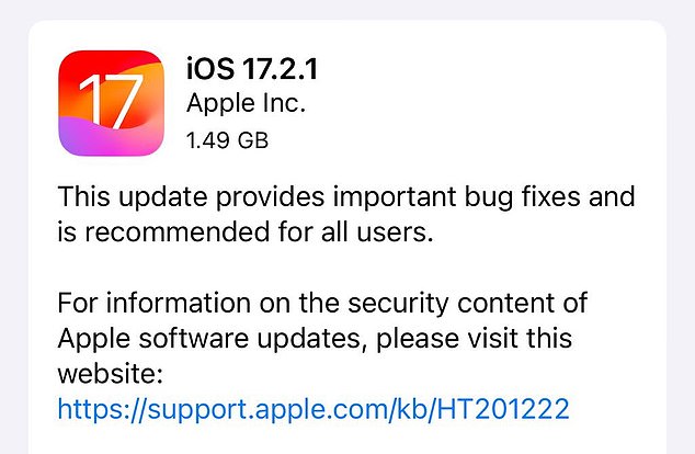 Apple schließt das Jahr mit einem neuen iOS-Update ab, das der Technologieriese allen Nutzern empfiehlt.  iOS 17.2.1 steht jetzt zum Download auf dem iPhone zur Verfügung.  Das Update enthält „wichtige Fehlerbehebungen“.