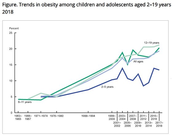 Die obige Grafik zeigt die Fettleibigkeitsrate bei Kindern in den USA und ihren steilen Anstieg