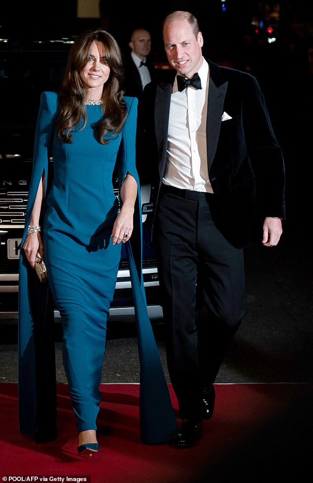 The Prince and Princess of Wales arrive to attend the Royal Variety Performance at the Royal Albert Hall in London yesterday
