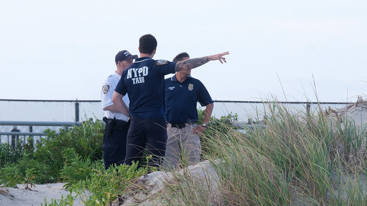 Die Polizei reagiert auf Berichte über einen Hai-Angriff am Rockaway Beach am 7. August
