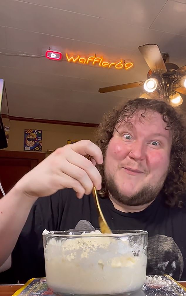 TikTok star, @Wafffler69, died of a ‘presumed heart attack’, according to his brother, aged just 33 in January. Real name Taylor LeJeune, he did not flaunt his weight but amassed 1.9 million followers by posting videos reviewing bizarre food, including reindeer meat and tinned ham from the 1960s. His last video, posted the day before he died, showed him eating a giant fruit loop in milk