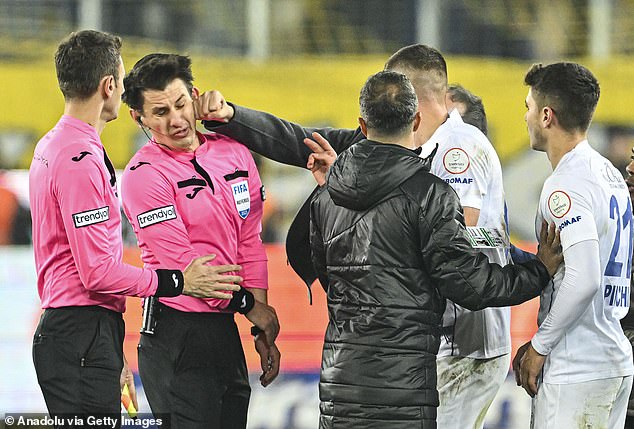 Abhorrent scenes started with the president of Ankaragucu punching the referee in the face