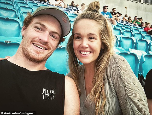 Amie Rohan, the ex-wife of Geelong Cats player Gary Rohan, was left devastated in 2020 after splitting from her husband at the height of the Covid pandemic. (The former couple are pictured before their split)