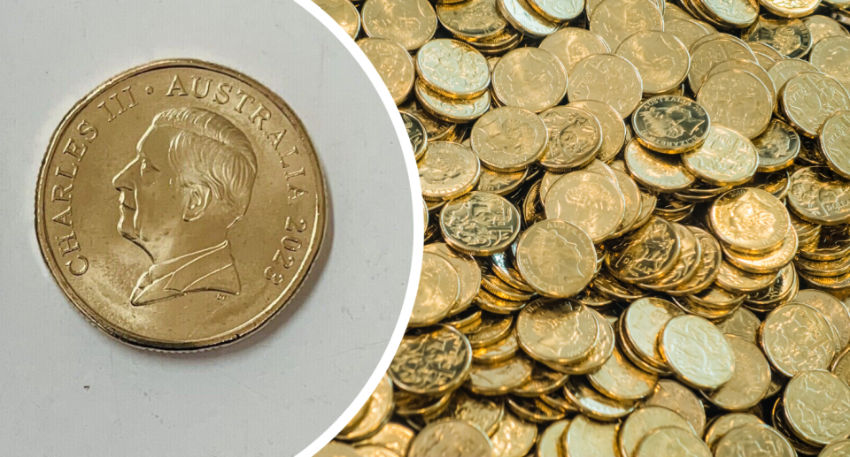 King Charles-Münze und andere australische Münzen.