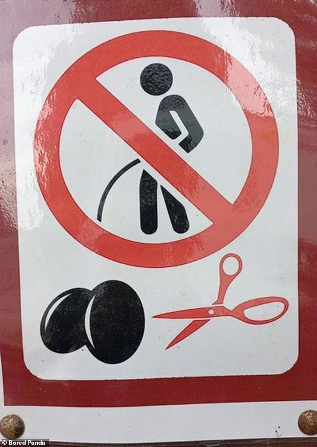 An anderer Stelle schien ein weiteres interessantes Zeichen Männer zu bedrohen, wenn sie beschlossen, draußen zu urinieren