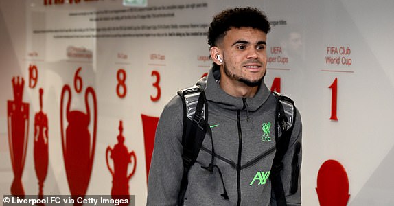 LIVERPOOL, ENGLAND - JANUARY 01: (THE SUN OUT, THE SUN ON SUNDAY OUT) Luis Diaz of Liverpool arriving before the Premier League match between Liverpool FC and Newcastle United at Anfield on January 01, 2024 in Liverpool, England. (Photo by Andrew Powell/Liverpool FC via Getty Images)
