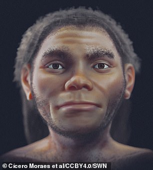 Die Illustration von Cícero Moraes spiegelt das Exposé wider, indem sie einen menschlichen Schädel aus dem Mittelalter, den 500 Jahre alten Unterkiefer eines Orang-Utans und fossile Zähne eines Schimpansen einbezieht