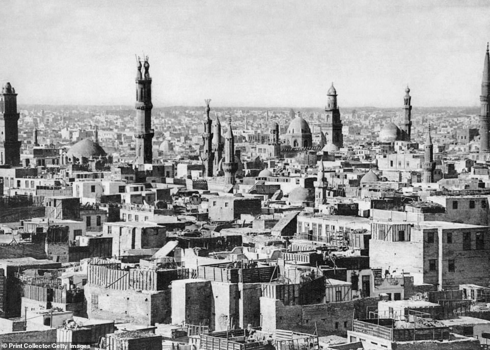 The Cairo skyline in 1920 looks a world away from today's scene, with a spread of minarets and no skyscrapers in sight